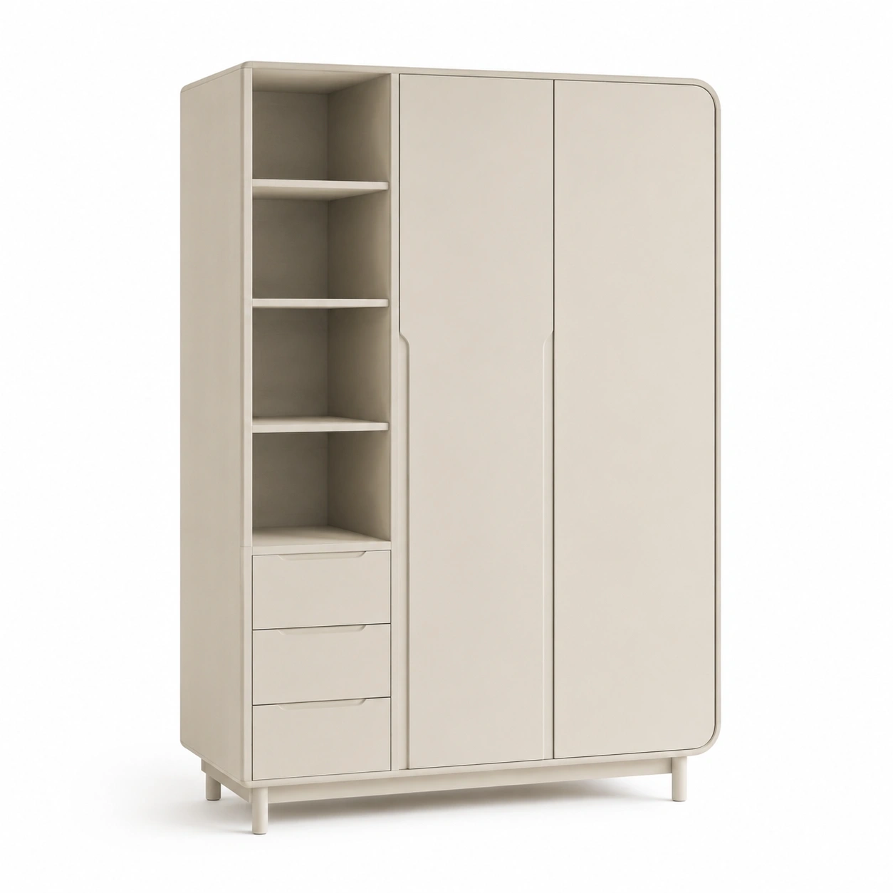Moderner Kleiderschrank mit Regalfach-Cremewei?-LuxeSelvia